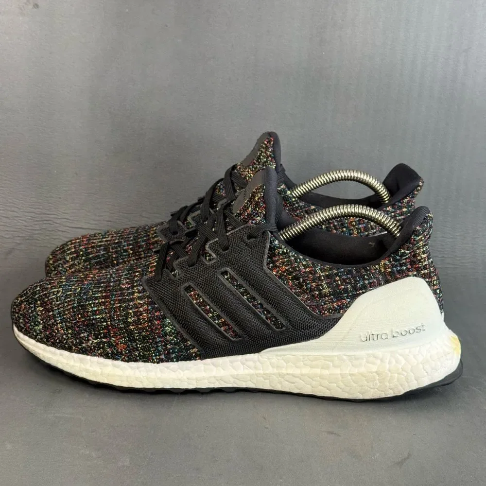 adidas Ultra Boost 4.0 Black Multi-Color White Heel Cage men’s size 10
